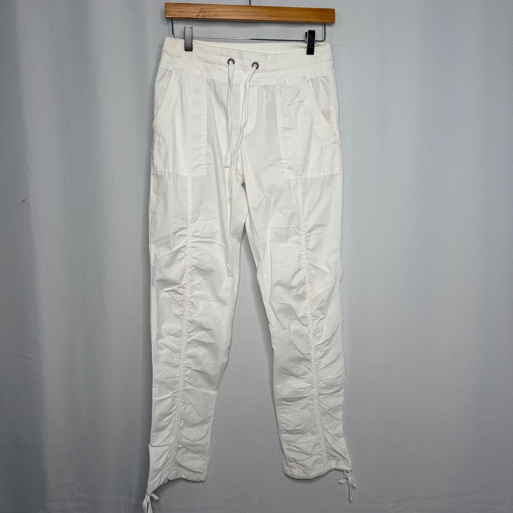Wearables Womens White Ruched Leg Drawstring Pants Small Lightweight Travel
